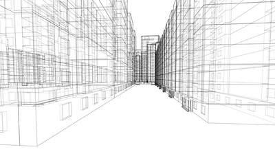 Vector wire-frame model of a multi-storey building