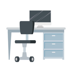 scene of workplace with desk and chair vector illustration design