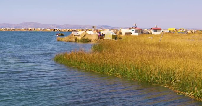 Peru Lake Titicaca floating islands panoramic view