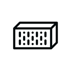 Ceramic hollow brick isolated icon, facing brick vector icon with editable stroke