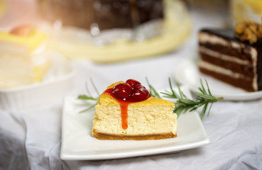 Dessert - Cheesecake with Cherry Sauce
