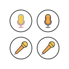Microphone Icons set. Mic sign. Karaoke microphone icon. Broadcast mic sign
