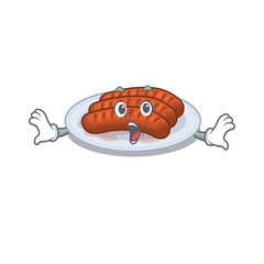 Cartoon design style of grilled sausage has a surprised gesture