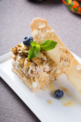 Piece of decorated cake