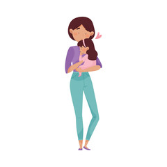Happy Mother Embracing Tenderly Her Baby Vector Illustration