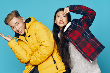 Obraz premium young couple in winter clothes