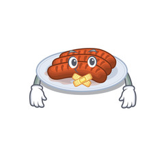 Grilled sausage cartoon character style with mysterious silent gesture