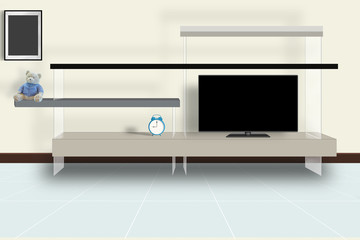 The modern living room. 3D design concept.