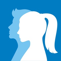 Face silhouette of a guy and a girl together