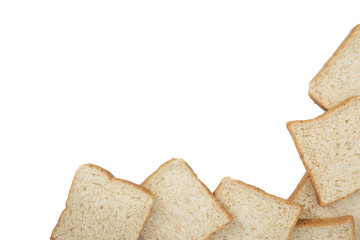 homemade toast wheat bread sliced isolated on white background.copy space for text.flat lay