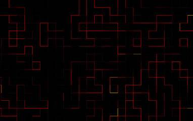 black background with luminous red stripes, contours of squares and rectangles