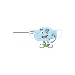 Surgery mask cartoon character concept Thumbs up having a white board
