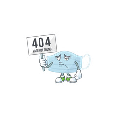 Sad face of surgery mask cartoon character raised up 404 boards