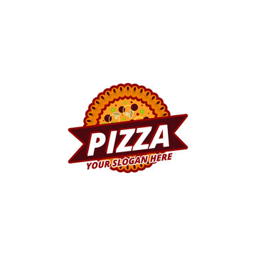 Simple Flat Pizza illustration for Shop Logo Template