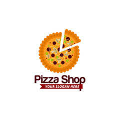 Simple Flat Pizza illustration for Shop Logo Template