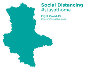 Saxony-Anhalt map with Social Distancing stayathome tag