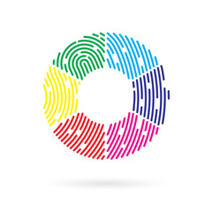 swatch color cirlce filled with fingerprint pattern- vector illustration - obrazy, fototapety, plakaty