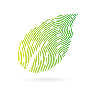 green leaf filled with fingerprint pattern- vector illustration