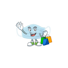 cartoon character concept of rich surgery mask with shopping bags