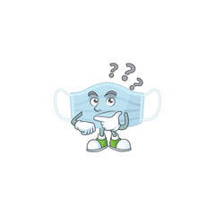 Surgery mask mascot design concept having confuse gesture