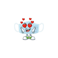 Charming surgery mask cartoon character with a falling in love face