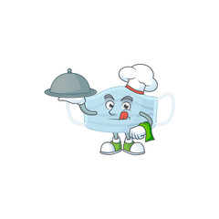 A surgery mask chef cartoon design with hat and tray