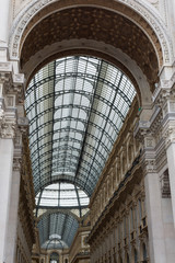 Ceiling of Vittorio Emanuele II Gallery: shopping mall in Milan in the form of a Pedestrian Covered Street