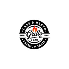 Grill Vintage Logo Design Vector