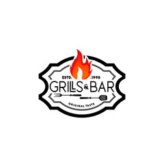 Grill Vintage Logo Design Vector