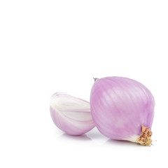 Fresh Shallots isolated on a white background,element of food healthy nutrients and herb vegetable ingredient concept.copy space for text