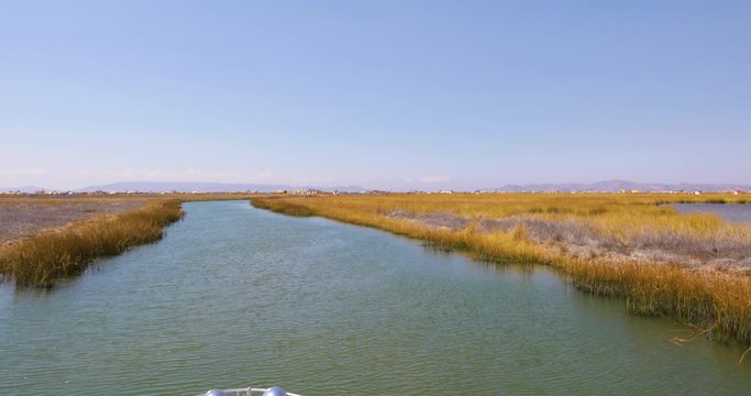 Peru Lake Titicaca waterways panoramic view