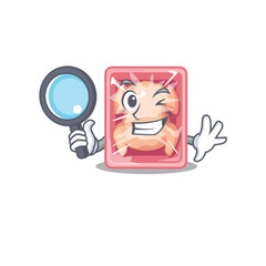 Smart Detective of frozen chicken mascot design style with tools