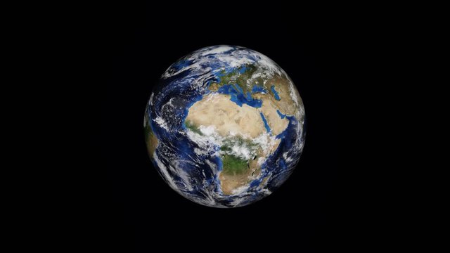 Planet earth from space. Planet earth rotating animation. Clip contains space, planet, galaxy, stars, cosmos, sea, earth, sunset, globe. 4k. Images from NASA