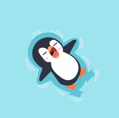 Obraz premium penguin sleeping on water Vector Illustartion