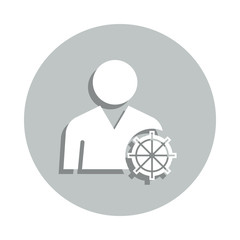 worker, steering wheel, self-regulation badge icon. Simple glyph, flat vector of Business icons for ui and ux, website or mobile application