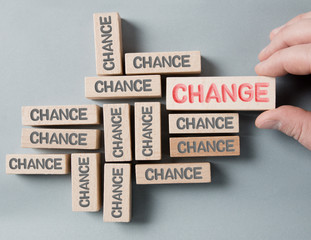 Wooden Blocks with Chance and Change Concept
