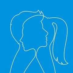Face silhouette of a guy and a girl together