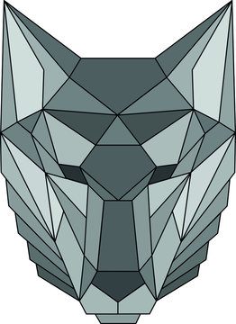 Vector polygonal origami geometric linear colored wolf