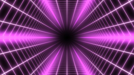 Retro Synthwave 80s Glowing Pink Neon Grid Hexagon Tunnel Net Lines - Abstract Background Texture