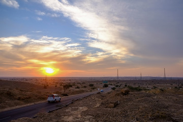 インド、ラジャスタン州ジャイサルメールからのキャメルサファリツアーで訪れたバダ・バッグ（Bada Bag）ゴーストタウン