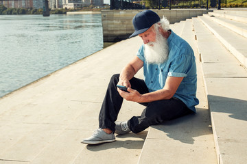 Old man talking on the phone