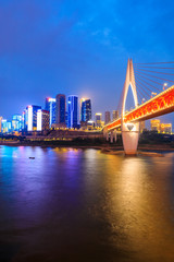 Fototapeta na wymiar Chongqing skyline and bridge architectural scenery at night,China.