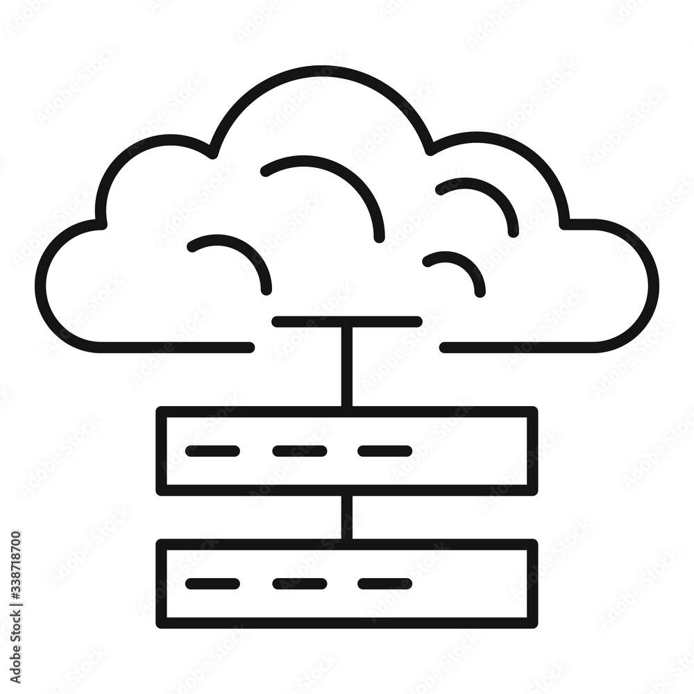 Poster cloud data server icon. outline cloud data server vector icon for web design isolated on white backg