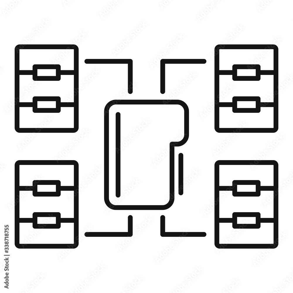 Poster file folder network access icon. outline file folder network access vector icon for web design isola