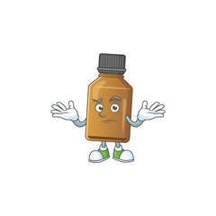 An image of syrup cure bottle in grinning mascot cartoon style
