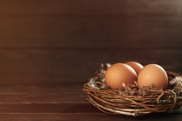 Farm eggs in nest
