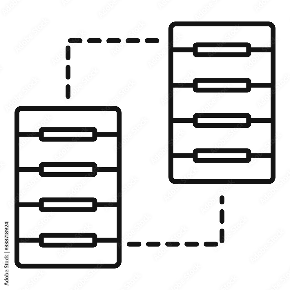 Poster server communication icon. outline server communication vector icon for web design isolated on white