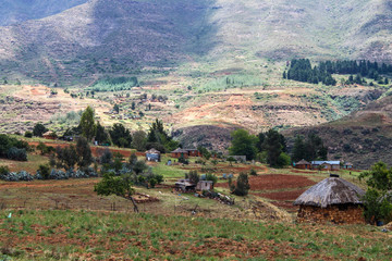 Rural village in the mountains of Lesotho, Africa