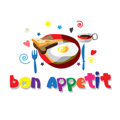 Original spelling of the phrase Bon appetit.