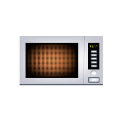 microwave realistic silver icon isolated object on a white background